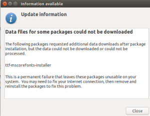 Data files for some packages could not be downloaded
